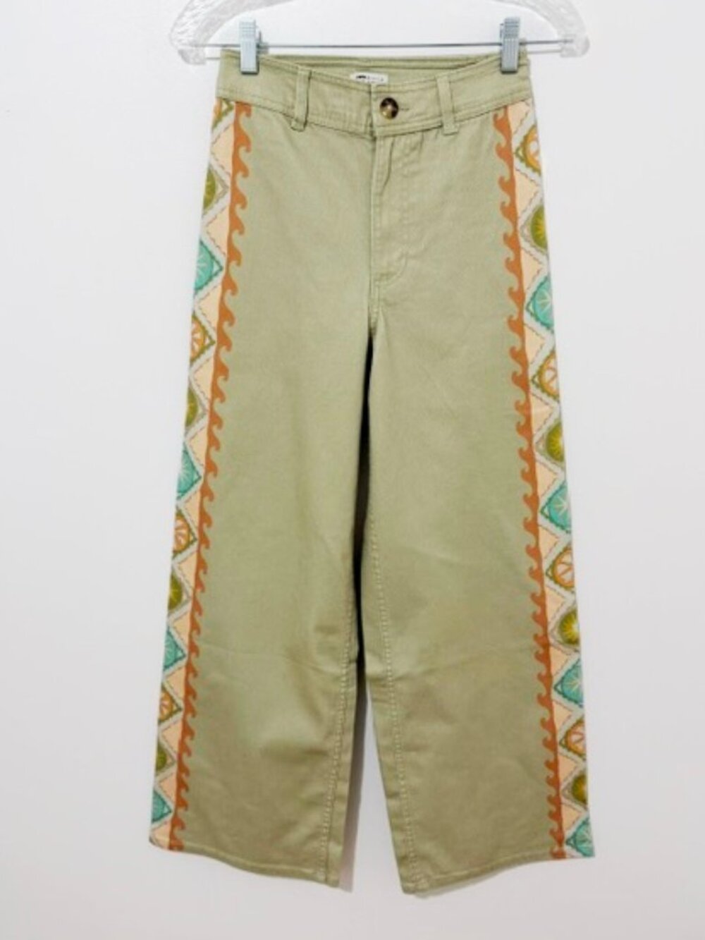 Billabong Free Fall Printed Twill Pants Wide Leg Cactus Women's Size 26 NWT
